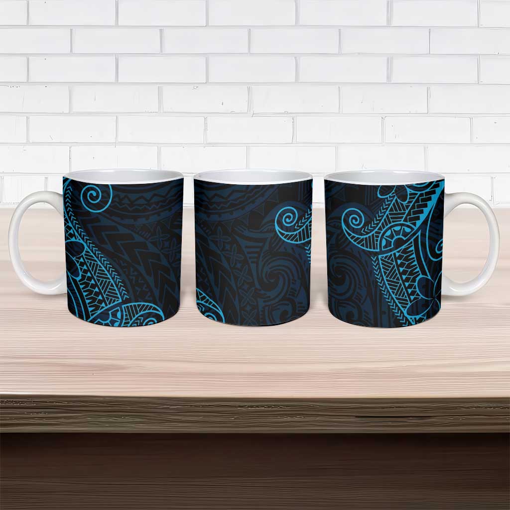 Black Blue Polynesian Tribal Ceramic Mug - Polynesian Pride