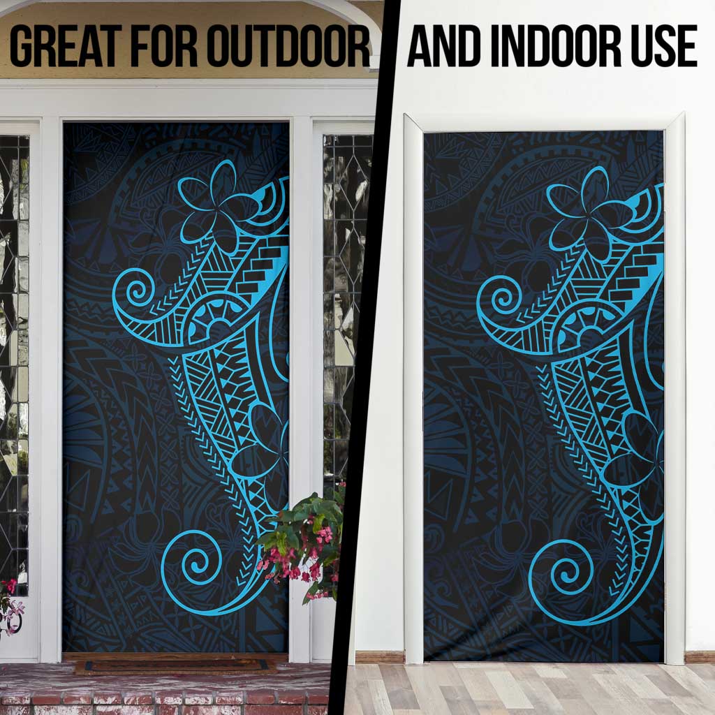 Black Blue Polynesian Tribal Door Cover - Polynesian Pride