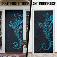 Black Blue Polynesian Tribal Door Cover - Polynesian Pride