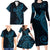 Black Blue Polynesian Tribal Family Matching Long Sleeve Bodycon Dress and Hawaiian Shirt - Polynesian Pride