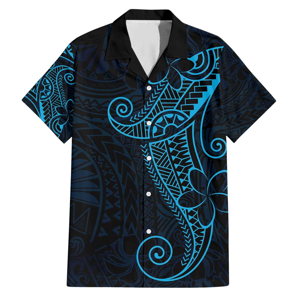 Black Blue Polynesian Tribal Family Matching Mermaid Dress and Hawaiian Shirt LT9 Dad's Shirt - Short Sleeve Blue - Polynesian Pride