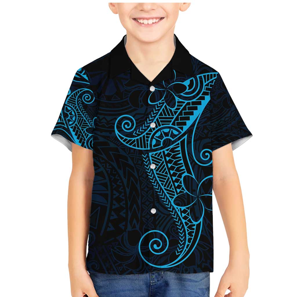 Black Blue Polynesian Tribal Family Matching Mermaid Dress and Hawaiian Shirt LT9 Son's Shirt Blue - Polynesian Pride