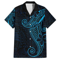 Black Blue Polynesian Tribal Family Matching Off Shoulder Maxi Dress and Hawaiian Shirt LT9 Dad's Shirt - Short Sleeve Blue - Polynesian Pride