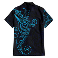 Black Blue Polynesian Tribal Family Matching Off Shoulder Maxi Dress and Hawaiian Shirt LT9 - Polynesian Pride