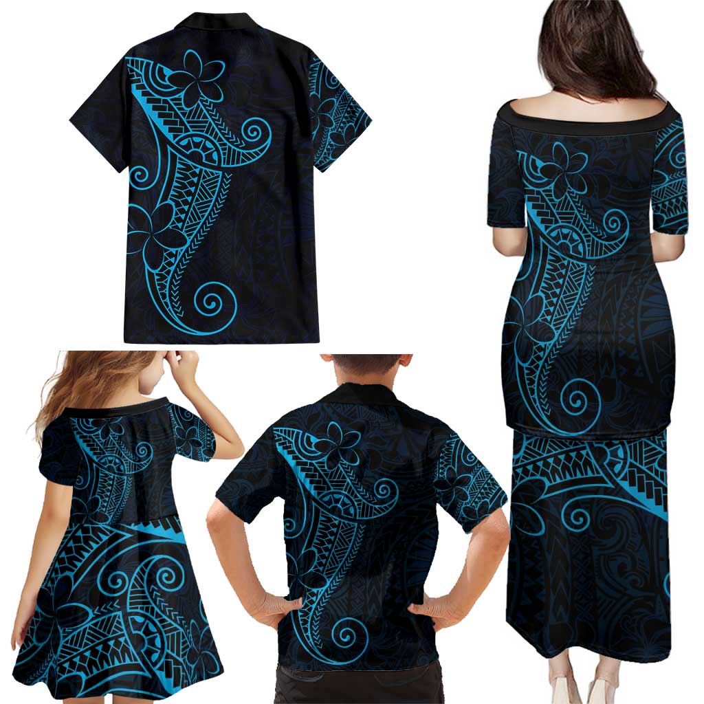Black Blue Polynesian Tribal Family Matching Puletasi and Hawaiian Shirt LT9 - Polynesian Pride
