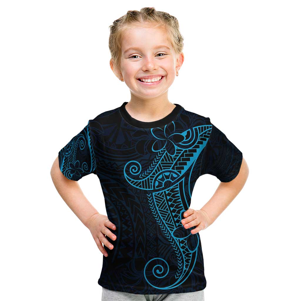 Black Blue Polynesian Tribal Kid T Shirt - Polynesian Pride