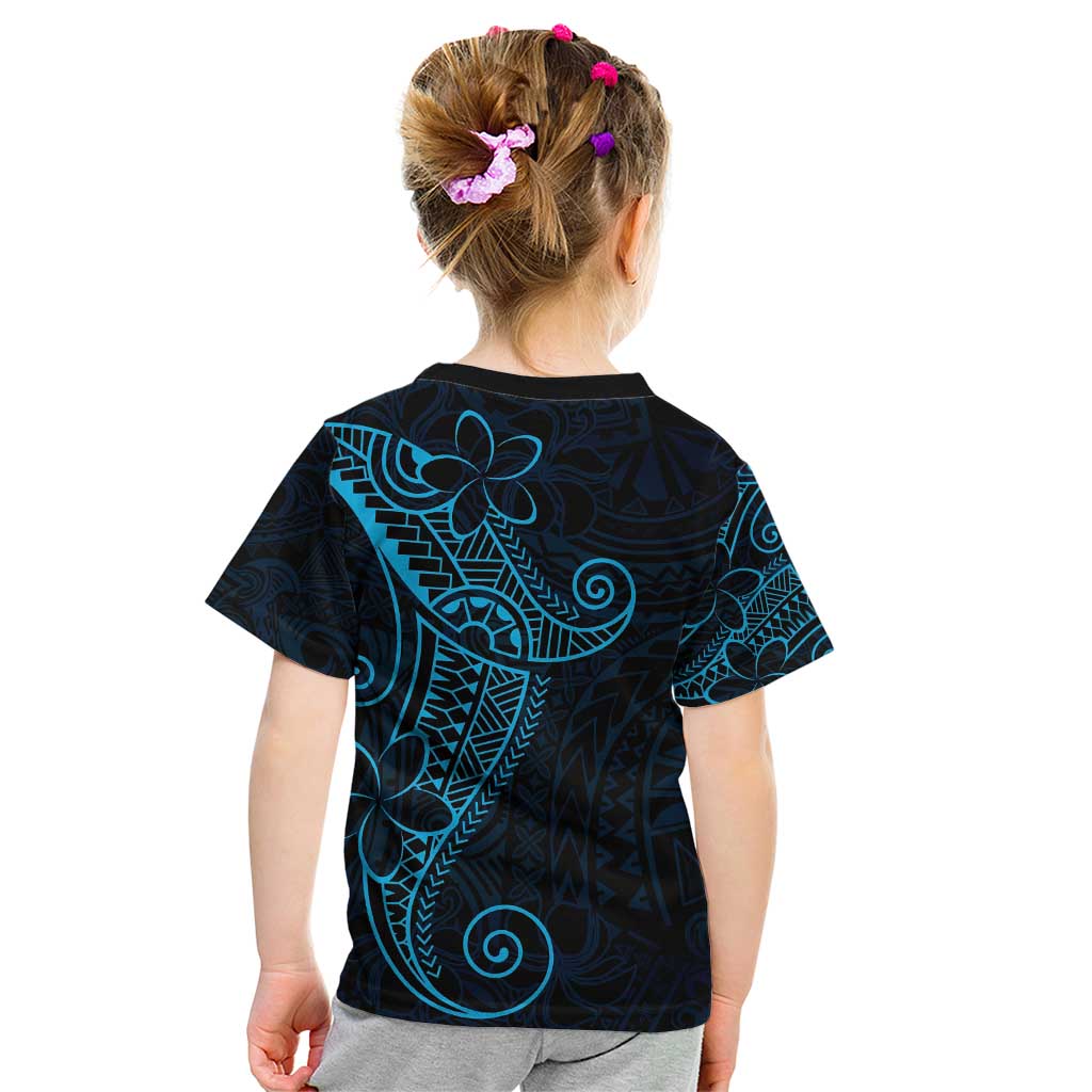 Black Blue Polynesian Tribal Kid T Shirt - Polynesian Pride