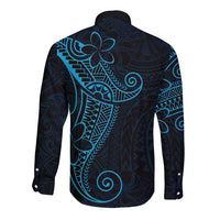 Black Blue Polynesian Tribal Long Sleeve Button Shirt LT9 - Polynesian Pride