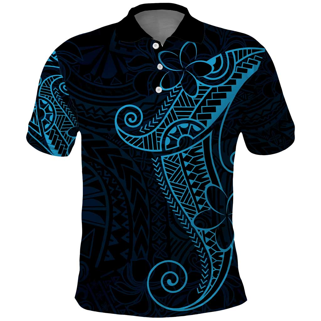 Black Blue Polynesian Tribal Polo Shirt - Polynesian Pride
