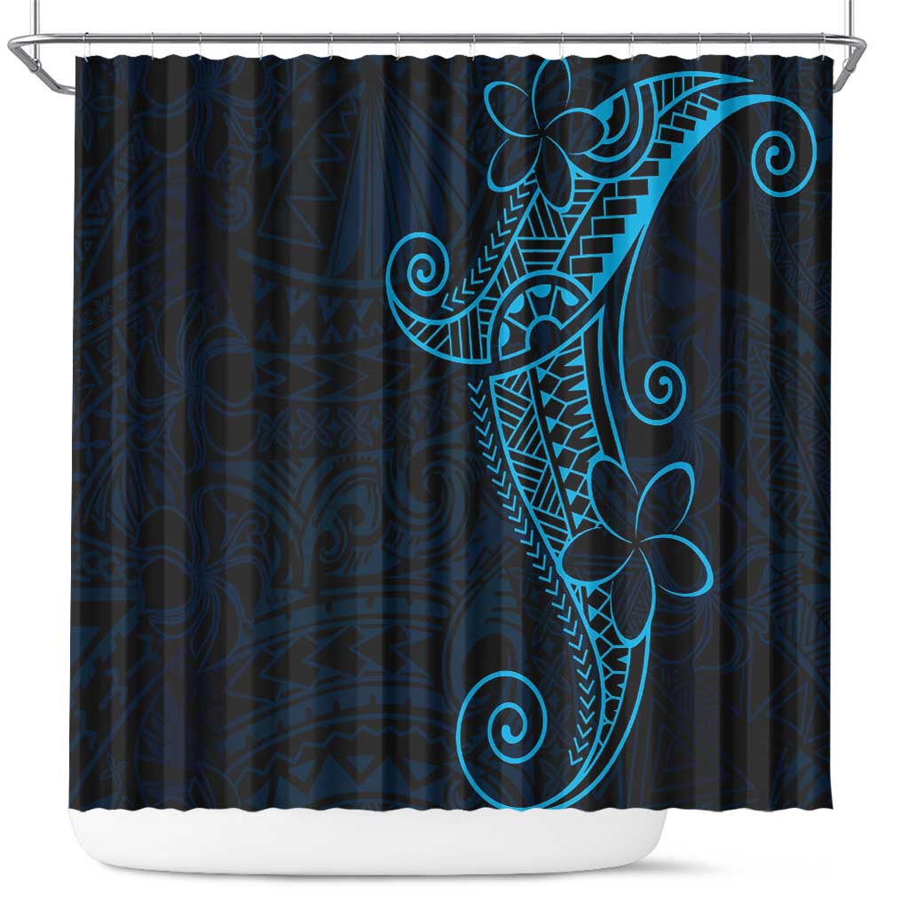 Black Blue Polynesian Tribal Shower Curtain - Polynesian Pride