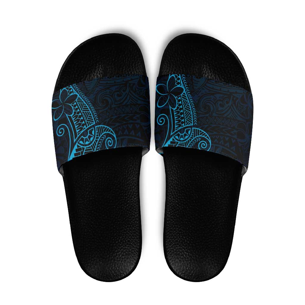 Black Blue Polynesian Tribal Slide Sandals LT9 Blue - Polynesian Pride