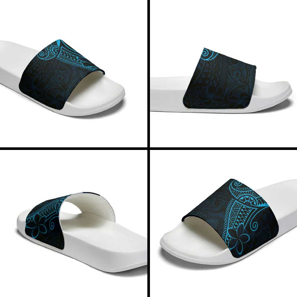 Black Blue Polynesian Tribal Slide Sandals LT9 - Polynesian Pride