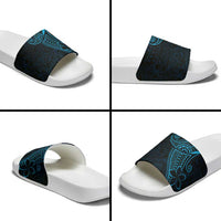 Black Blue Polynesian Tribal Slide Sandals LT9 - Polynesian Pride