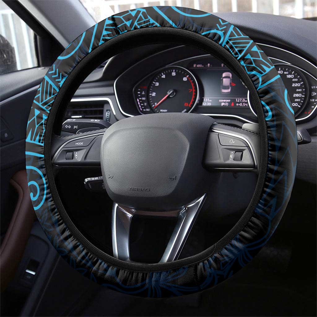 Black Blue Polynesian Tribal Steering Wheel Cover - Polynesian Pride