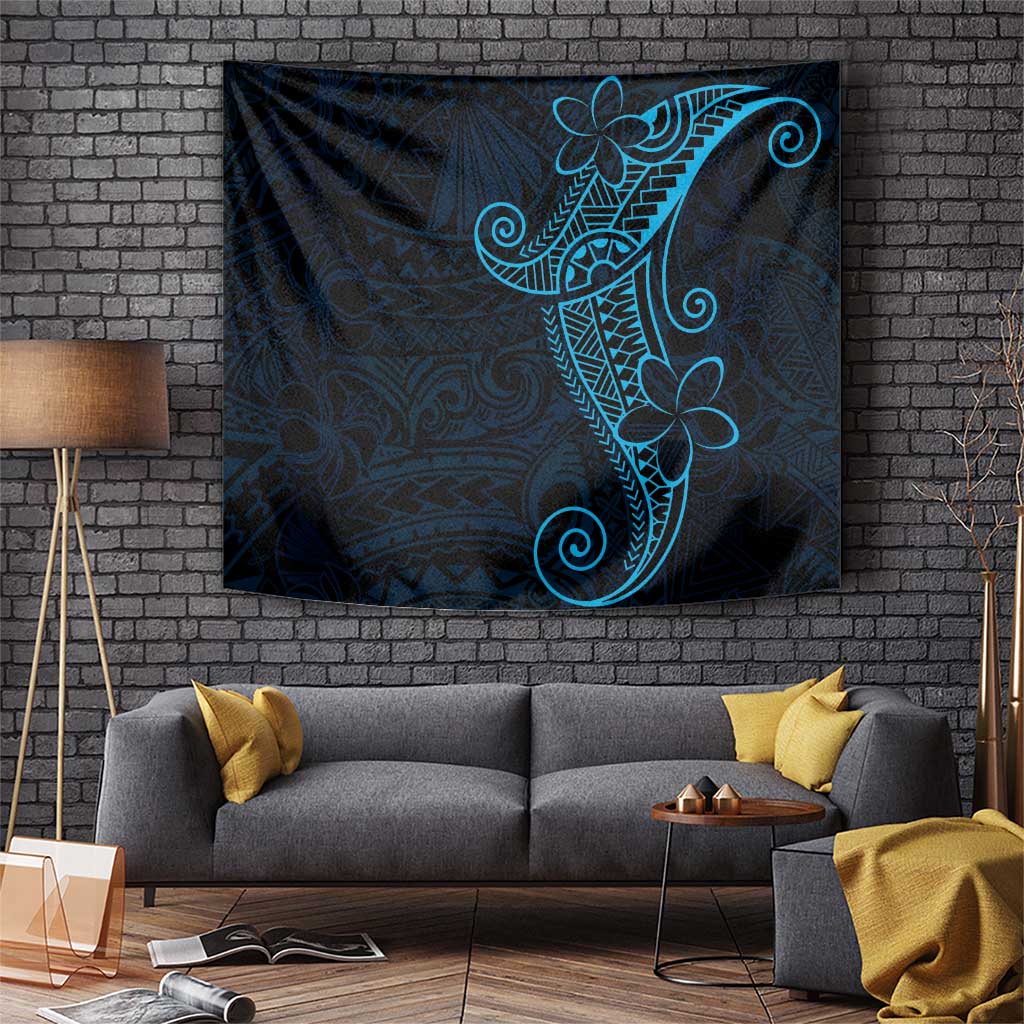 Black Blue Polynesian Tribal Tapestry - Polynesian Pride