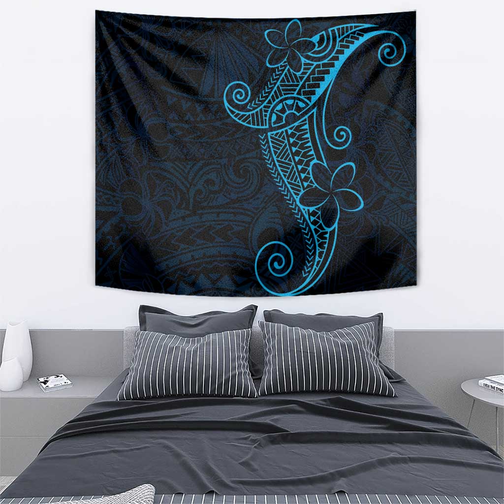 Black Blue Polynesian Tribal Tapestry - Polynesian Pride