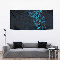 Black Blue Polynesian Tribal Tapestry - Polynesian Pride