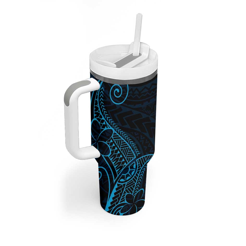 Black Blue Polynesian Tribal Tumbler With Handle LT9 - Polynesian Pride