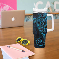 Black Blue Polynesian Tribal Tumbler With Handle LT9 - Polynesian Pride