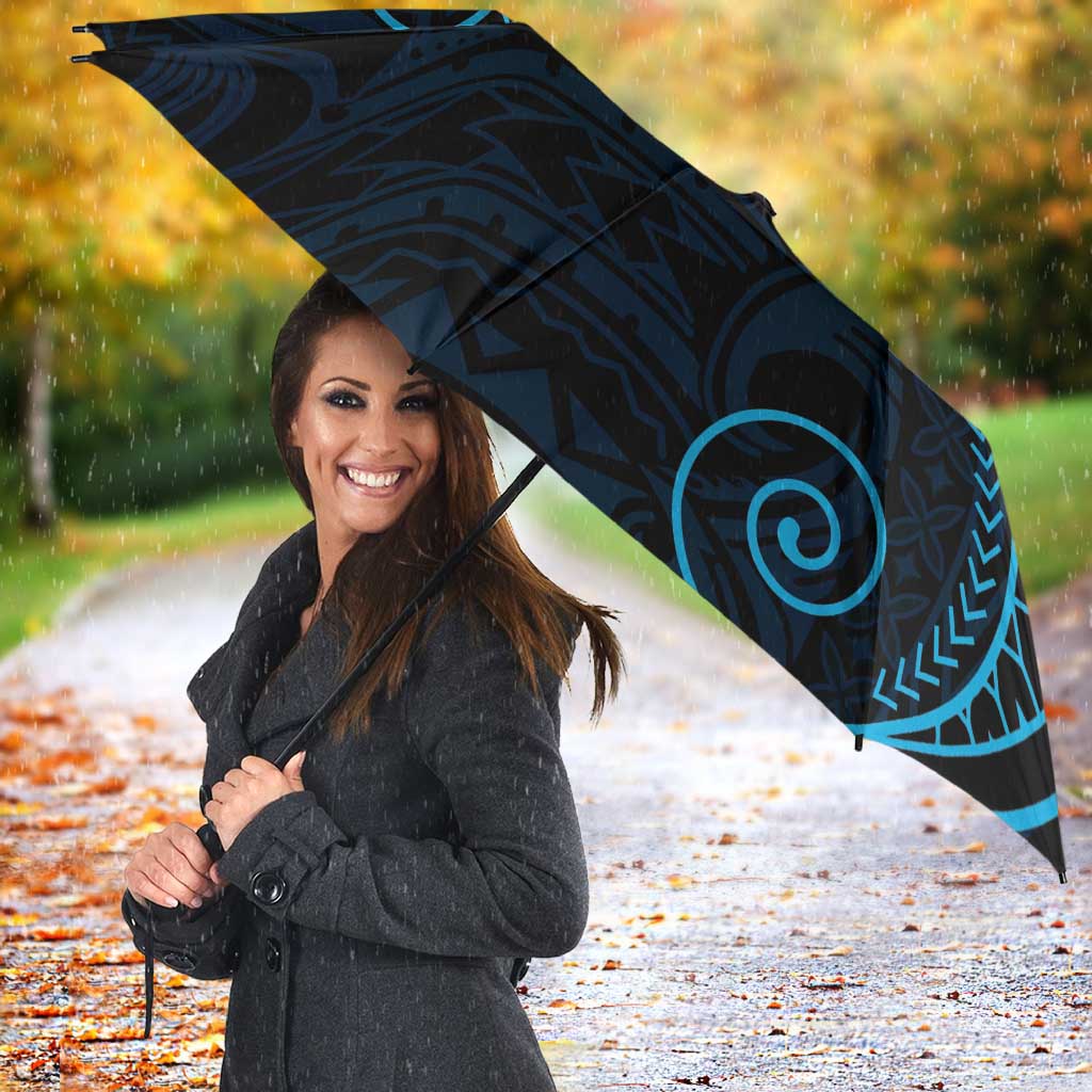 Black Blue Polynesian Tribal Umbrella - Polynesian Pride