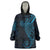 Black Blue Polynesian Tribal Wearable Blanket Hoodie - Polynesian Pride