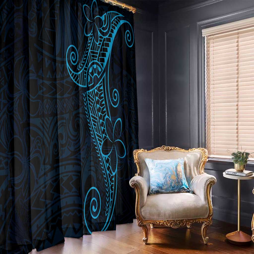 Black Blue Polynesian Tribal Window Curtain LT9 - Polynesian Pride