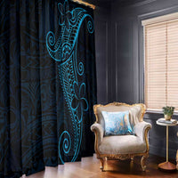 Black Blue Polynesian Tribal Window Curtain LT9 - Polynesian Pride