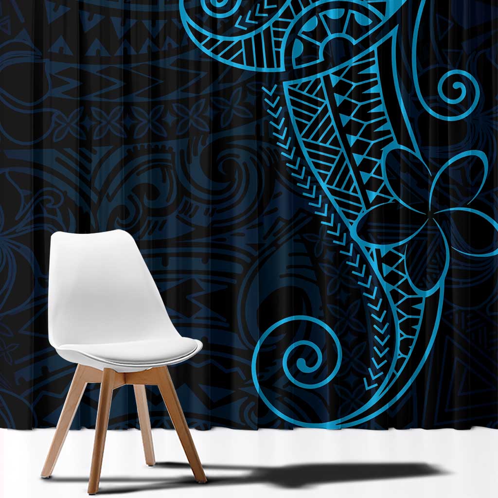 Black Blue Polynesian Tribal Window Curtain LT9 - Polynesian Pride
