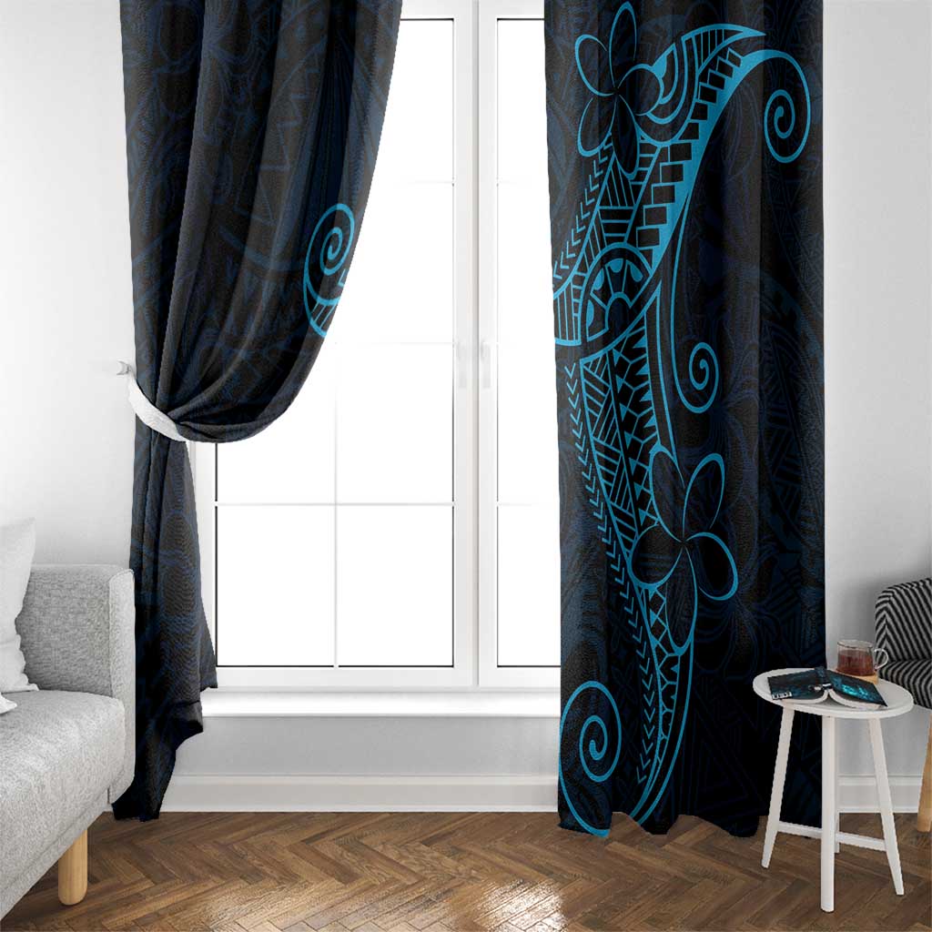 Black Blue Polynesian Tribal Window Curtain LT9 - Polynesian Pride