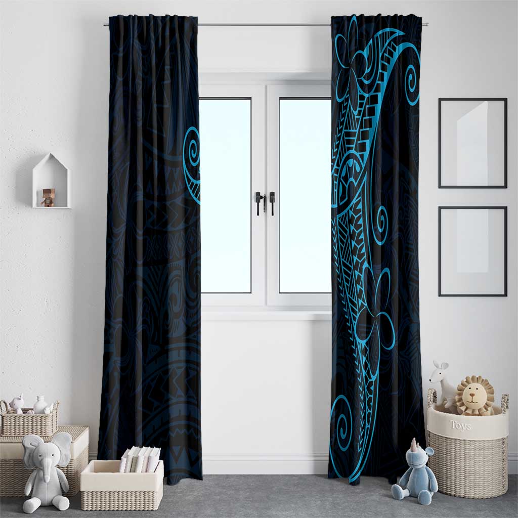 Black Blue Polynesian Tribal Window Curtain LT9 - Polynesian Pride