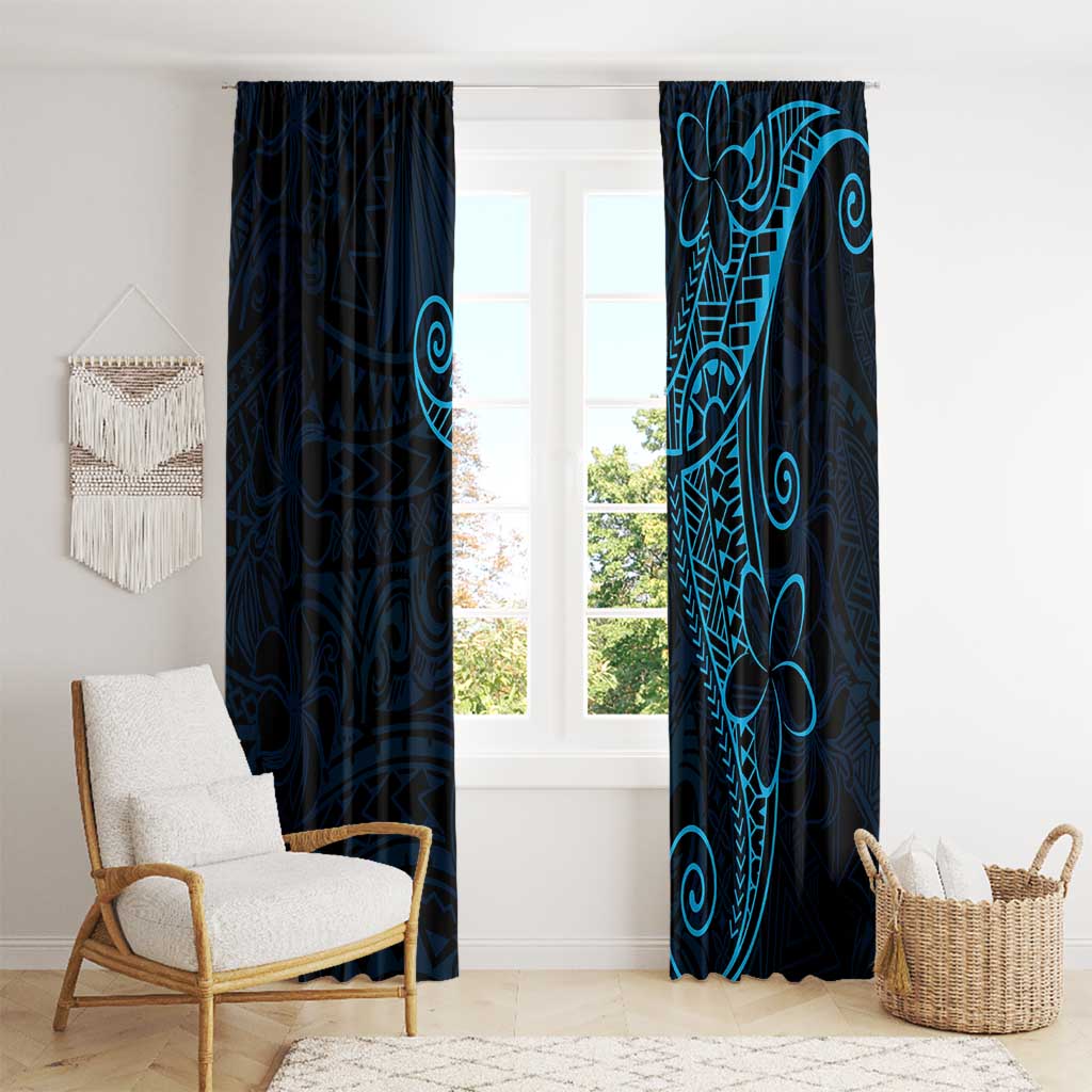 Black Blue Polynesian Tribal Window Curtain LT9 - Polynesian Pride