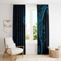 Black Blue Polynesian Tribal Window Curtain LT9 - Polynesian Pride