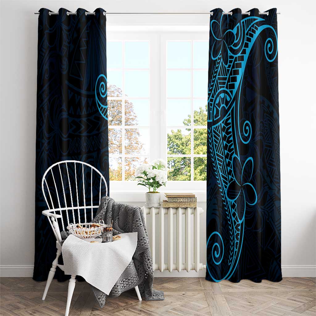 Black Blue Polynesian Tribal Window Curtain LT9 - Polynesian Pride
