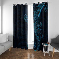 Black Blue Polynesian Tribal Window Curtain LT9 With Grommets Blue - Polynesian Pride