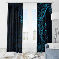 Black Blue Polynesian Tribal Window Curtain LT9 - Polynesian Pride
