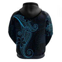Black Blue Polynesian Tribal Zip Hoodie - Polynesian Pride
