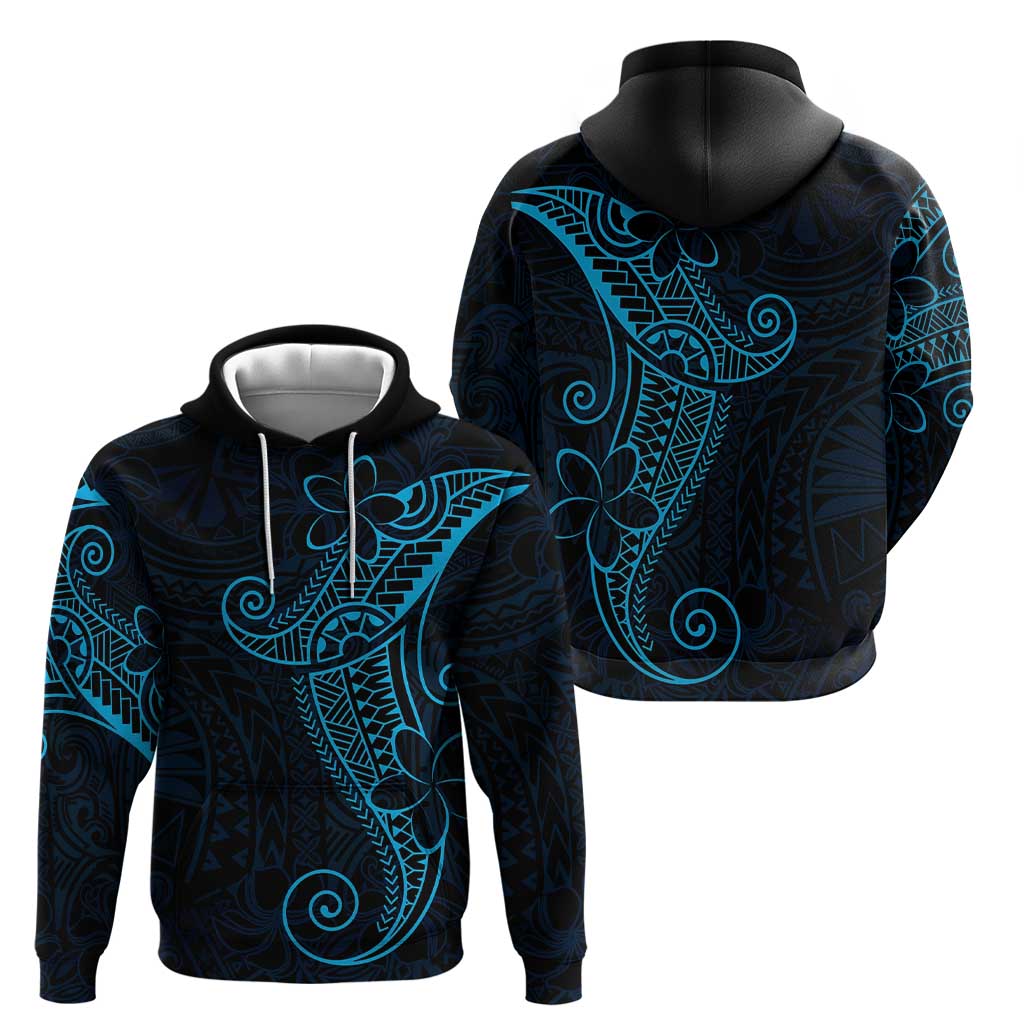 Black Blue Polynesian Tribal Zip Hoodie - Polynesian Pride