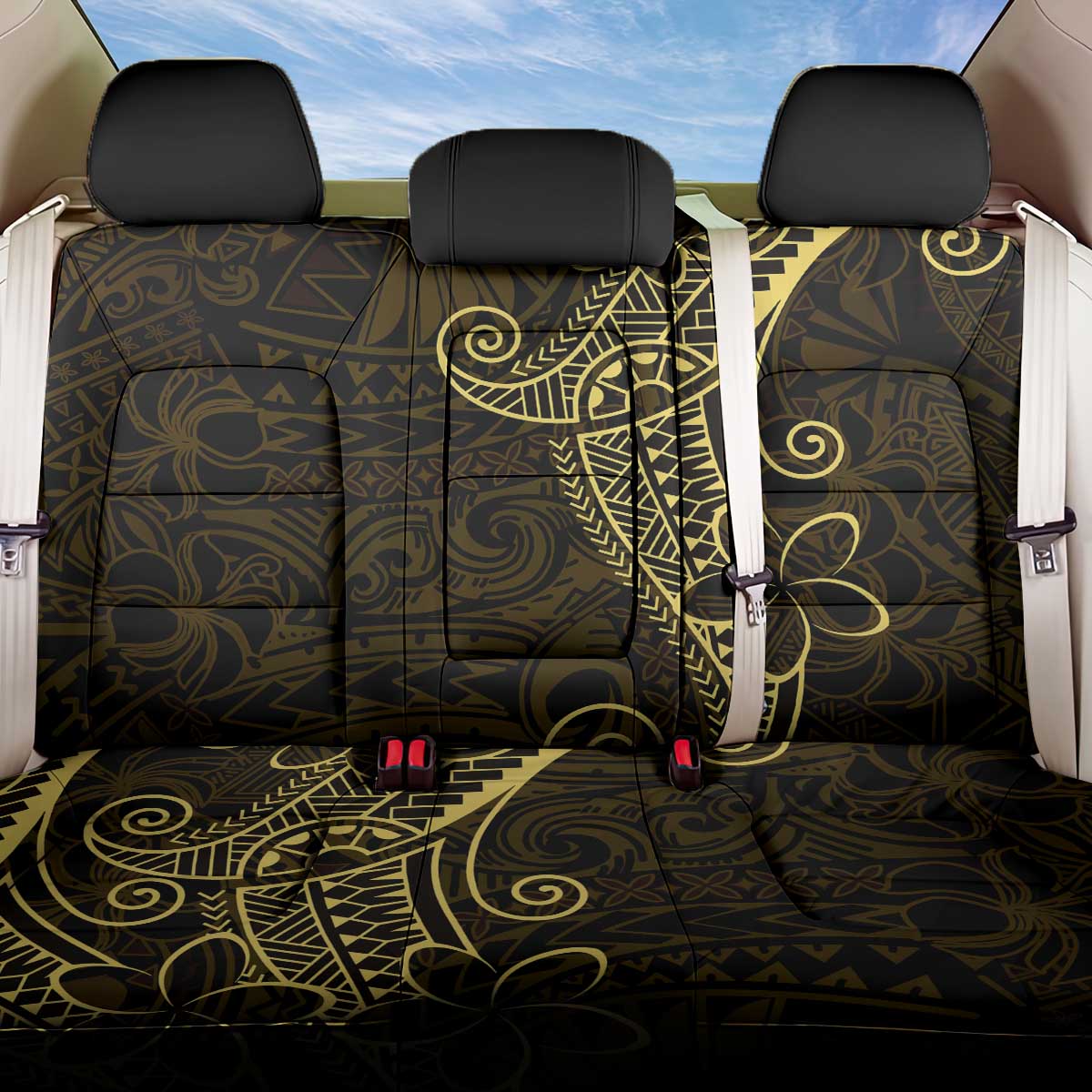 Black Gold Polynesian Tribal Back Car Seat Cover - Polynesian Pride