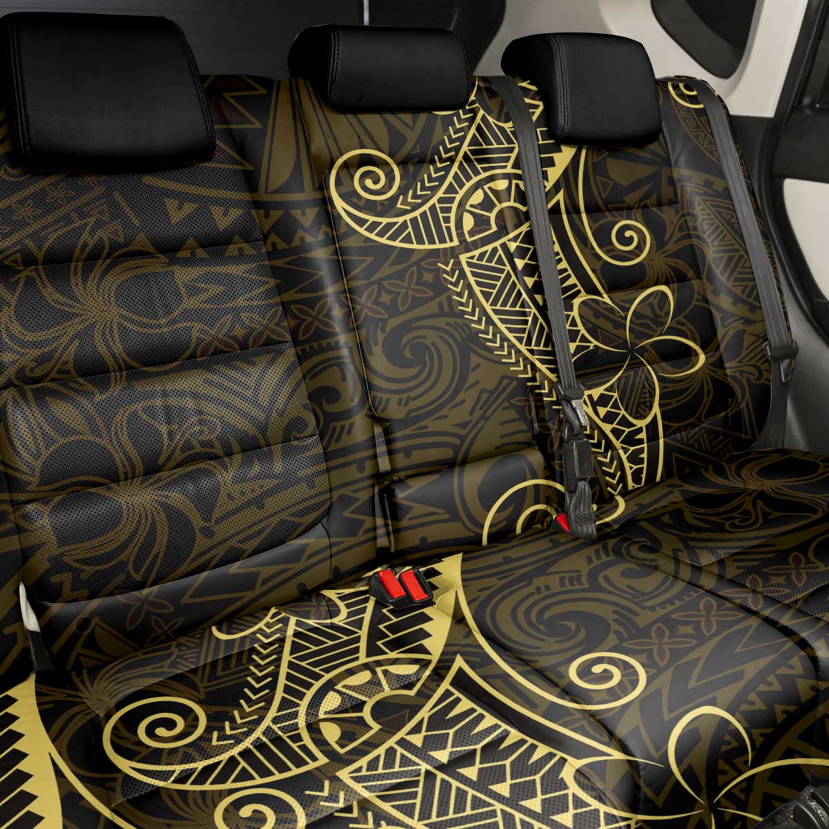 Black Gold Polynesian Tribal Back Car Seat Cover - Polynesian Pride
