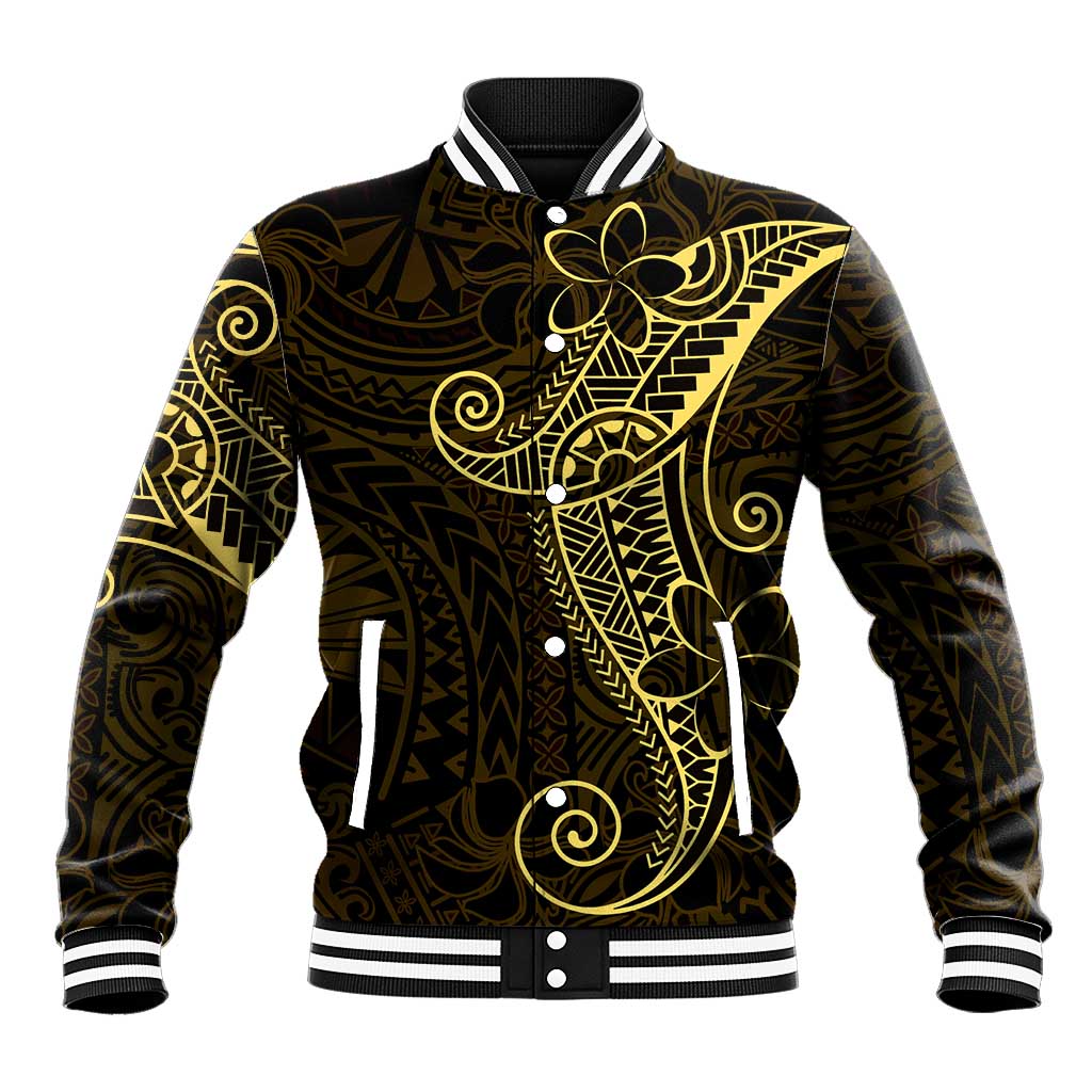 Black Gold Polynesian Tribal Baseball Jacket LT9 Unisex Gold - Polynesian Pride