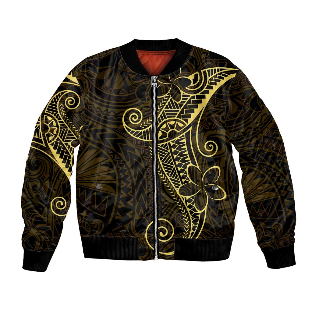 Black Gold Polynesian Tribal Bomber Jacket LT9 Unisex Gold - Polynesian Pride