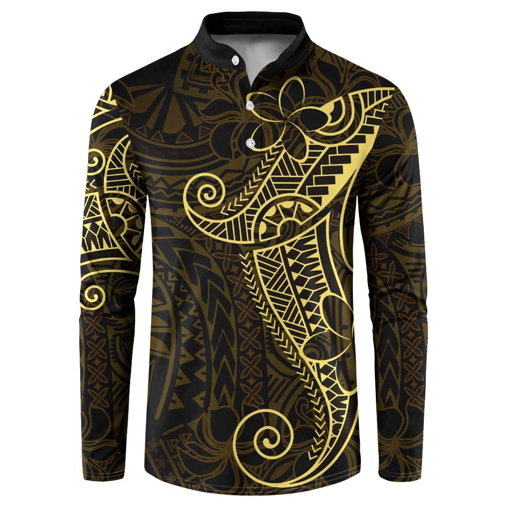 Black Gold Polynesian Tribal Button Sweatshirt - Polynesian Pride