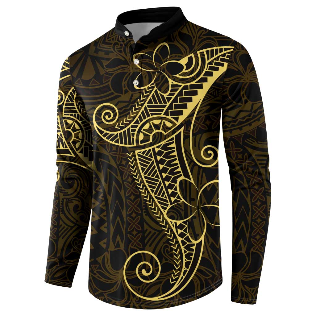 Black Gold Polynesian Tribal Button Sweatshirt - Polynesian Pride