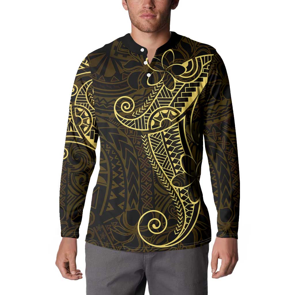 Black Gold Polynesian Tribal Button Sweatshirt - Polynesian Pride