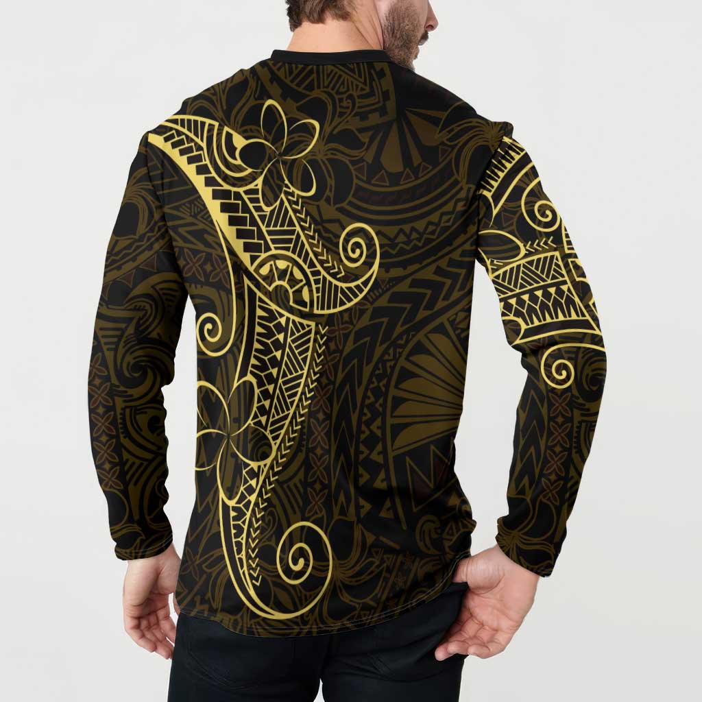 Black Gold Polynesian Tribal Button Sweatshirt - Polynesian Pride