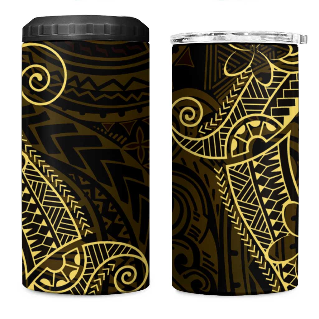 Black Gold Polynesian Tribal 4 in 1 Can Cooler Tumbler - Polynesian Pride