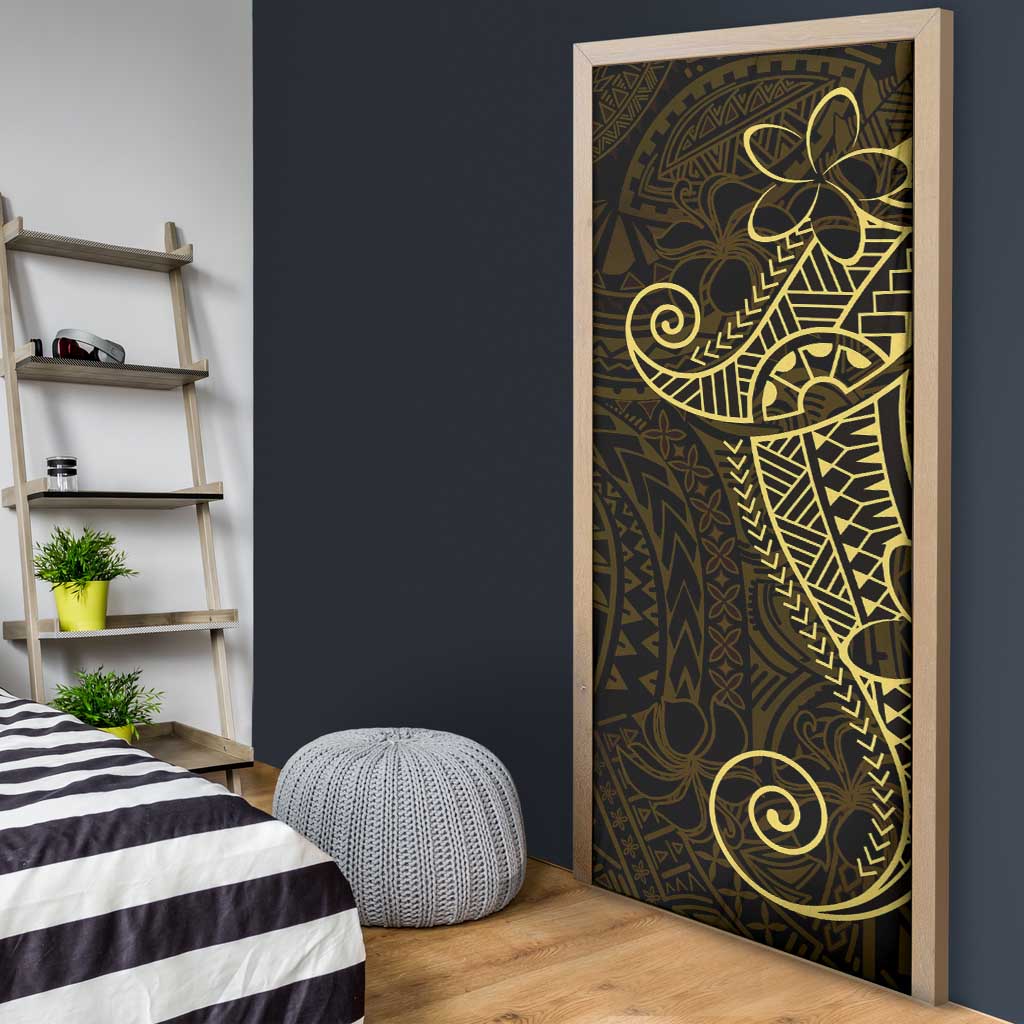 Black Gold Polynesian Tribal Door Cover - Polynesian Pride