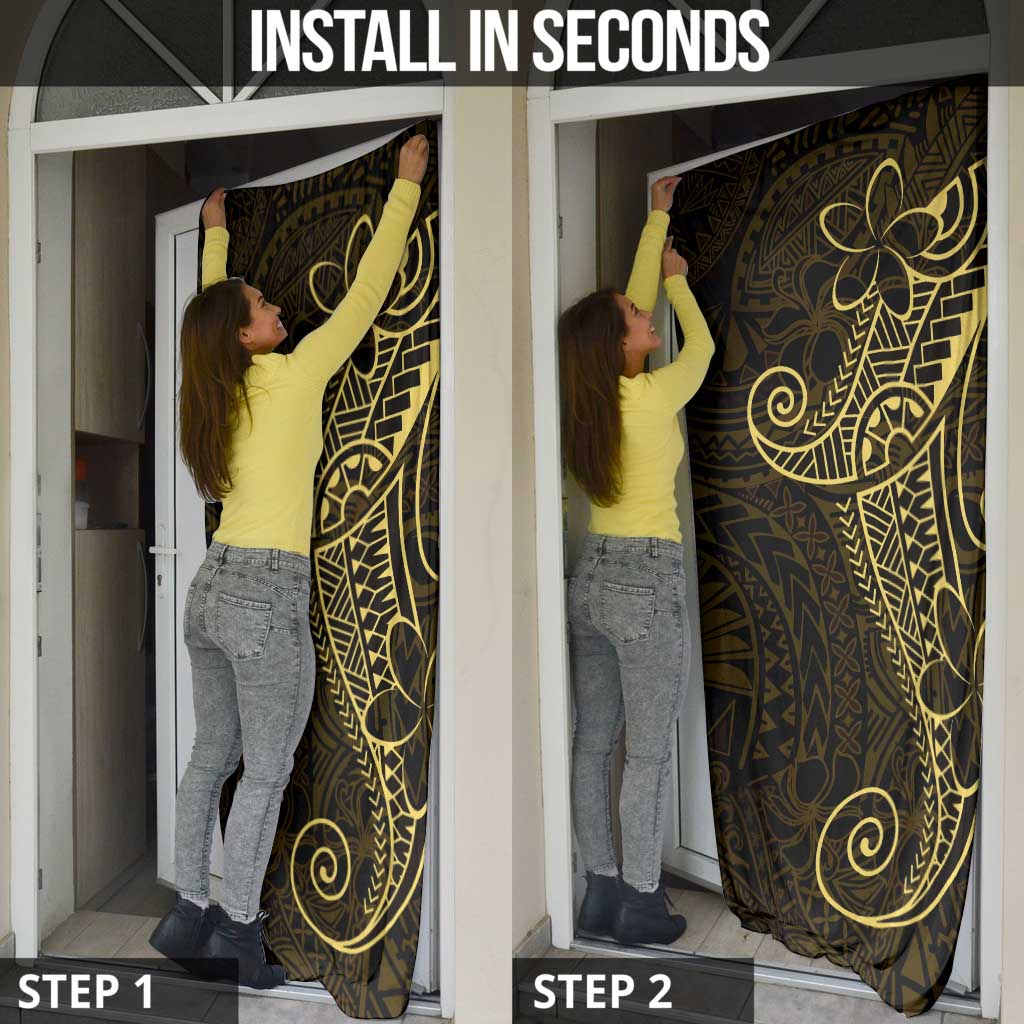 Black Gold Polynesian Tribal Door Cover - Polynesian Pride