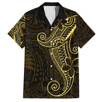 Black Gold Polynesian Tribal Family Matching Off The Shoulder Long Sleeve Dress and Hawaiian Shirt - Polynesian Pride