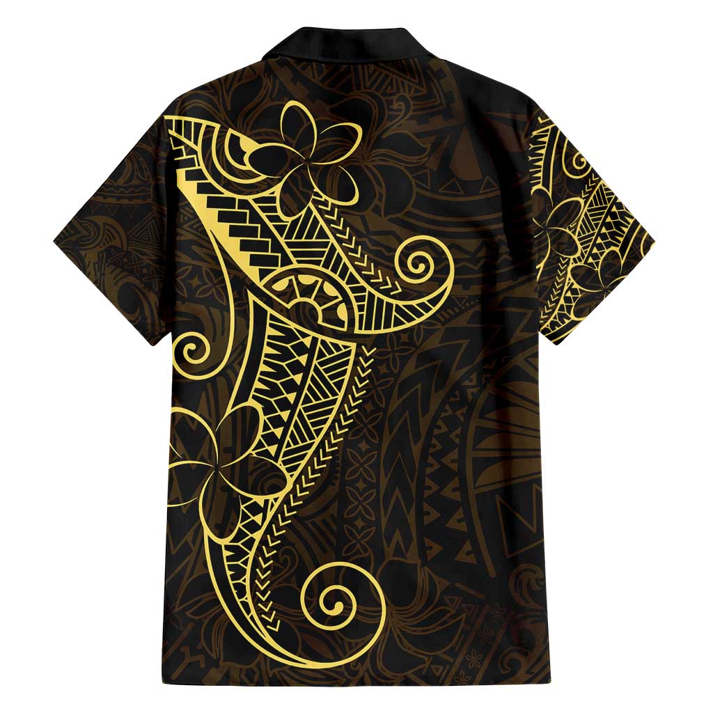 Black Gold Polynesian Tribal Family Matching Off Shoulder Short Dress and Hawaiian Shirt - Polynesian Pride